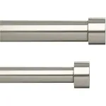 Umbra 1" Cappa Double Curtain Rod Nickel/Steel / 66 - 120"