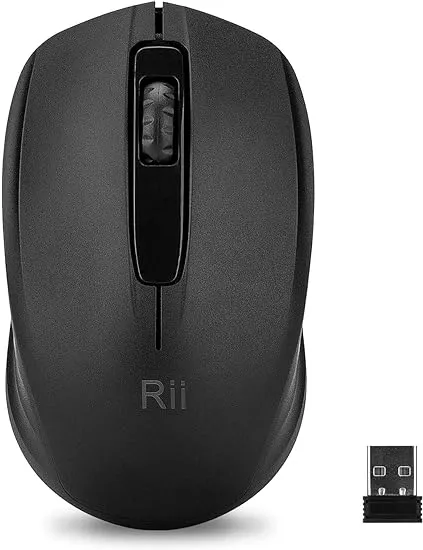 Rii Wireless Noiseless Mouse,2.4G Portable Computer Mice for PC, Laptop, Windows,Office Included Wireless USB dongle (Silent(Black)-New)