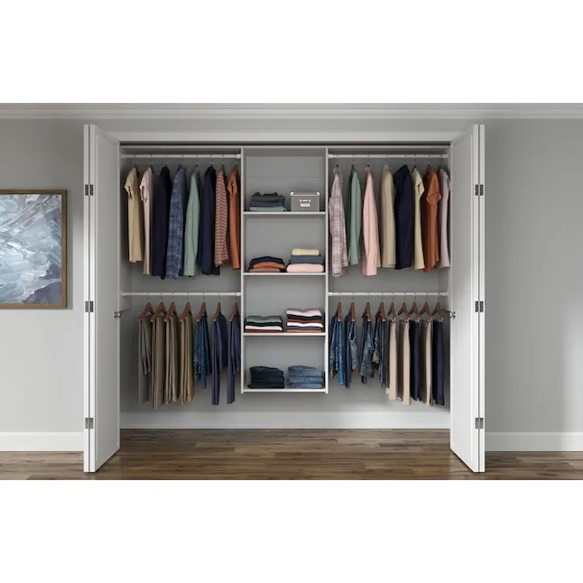 Easy Track 4-ft to 8-ft W x 7-ft H White Solid Wood Closet SystemEasy Track 4-ft to 8-ft W x 7-ft H White Solid Wood Closet System