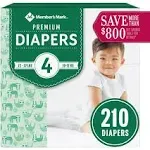 Member's Mark Premium Baby Diapers, Size 4 (22-37 Pounds), 210 Count