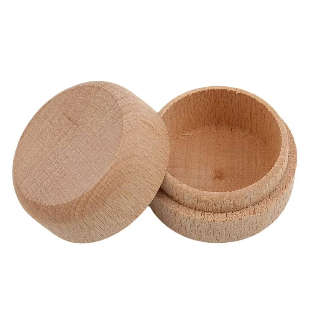 Mini Round Wooden Boxes,Portable Trinket Earrings Organizer,Wedding Ring Jewelry Bearer Boxes,DIY Craft Gift Case