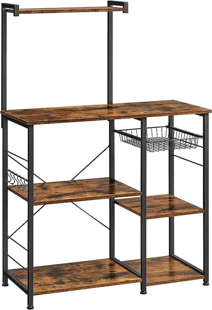 VASAGLE Industrial Brown Bakers Rack with Shelves KKS35X