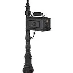 Polar Aurora Barcelona Decorative Post Mailbox Combination Stratford Heavy Duty Postal Mail Box Cast Aluminum(Black)