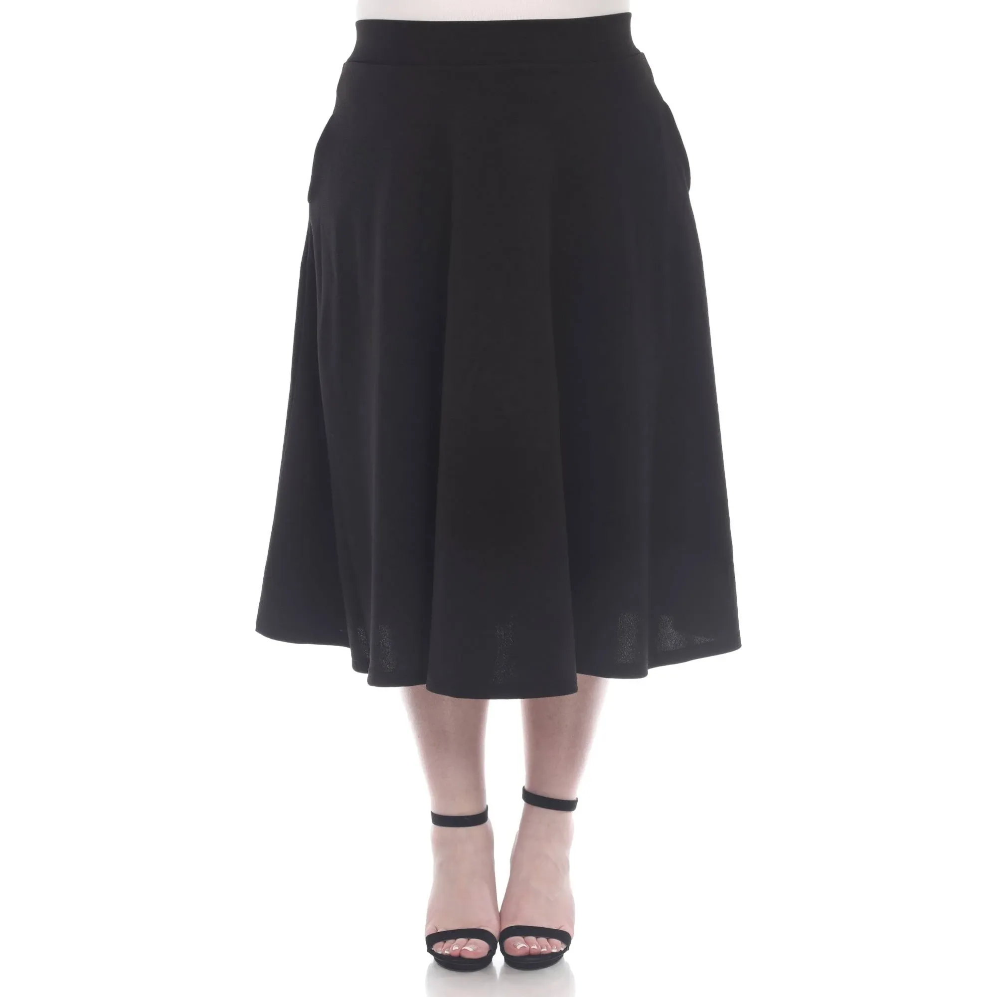 Plus Size White Mark Flare Midi Skirts