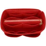 LEXSION Felt Purse Bag Organizer Insert with Zipper Bag Tote Shaper Fit Speedy Neverful PM mm, 1-Red, M