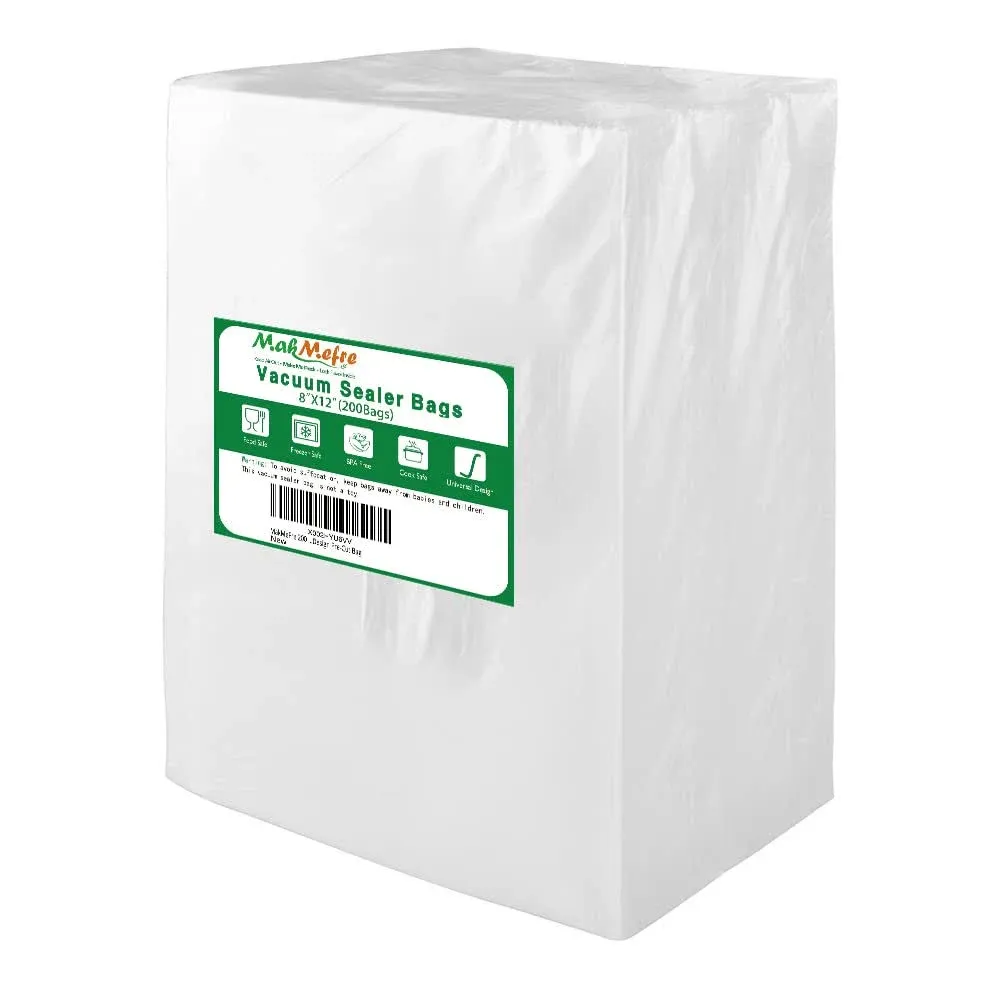 200 Quart Size 8&#034;x12&#034; Vacuum Freezer Sealer Bags for Food, BPA Free, Heavy Du...