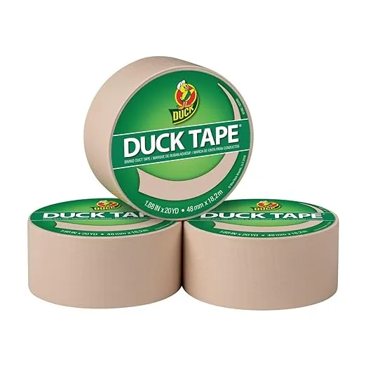 Duck 285912 Color Duct Tape 3-Pack, 1.88 Inches x 20 Yards, 60 Yards Total, 3-Roll Pack, Beige, 3 Piece