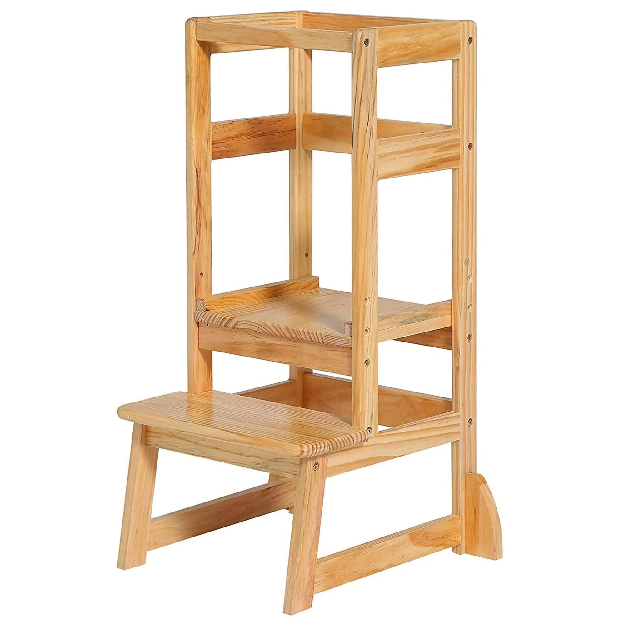 Mother's Helper Natural Wood Adjustable Height Kids Kitchen Step Stool