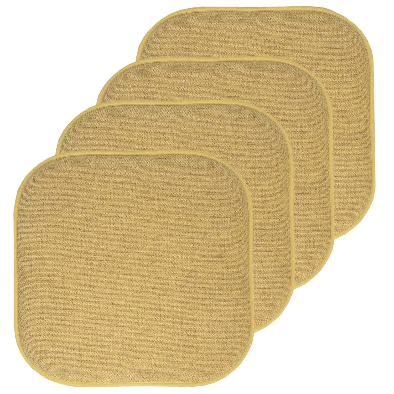 Sweet Home Collection Chair Cushion Memory Foam Pads Honeycomb Pattern Slip Non Skid Rubber Back Rounded Square 16" x 16" Seat Cover