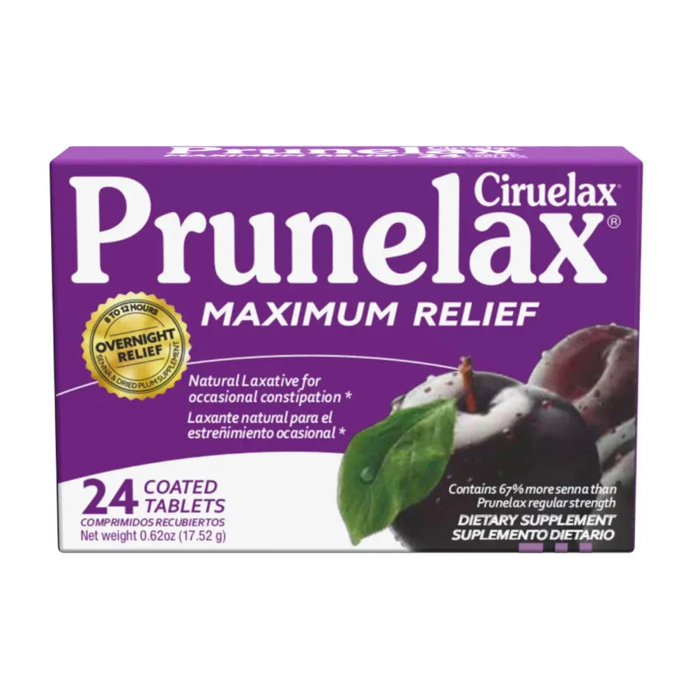 Prunelax Ciruelax Natural Laxative Maximum Relief 24 Tablets