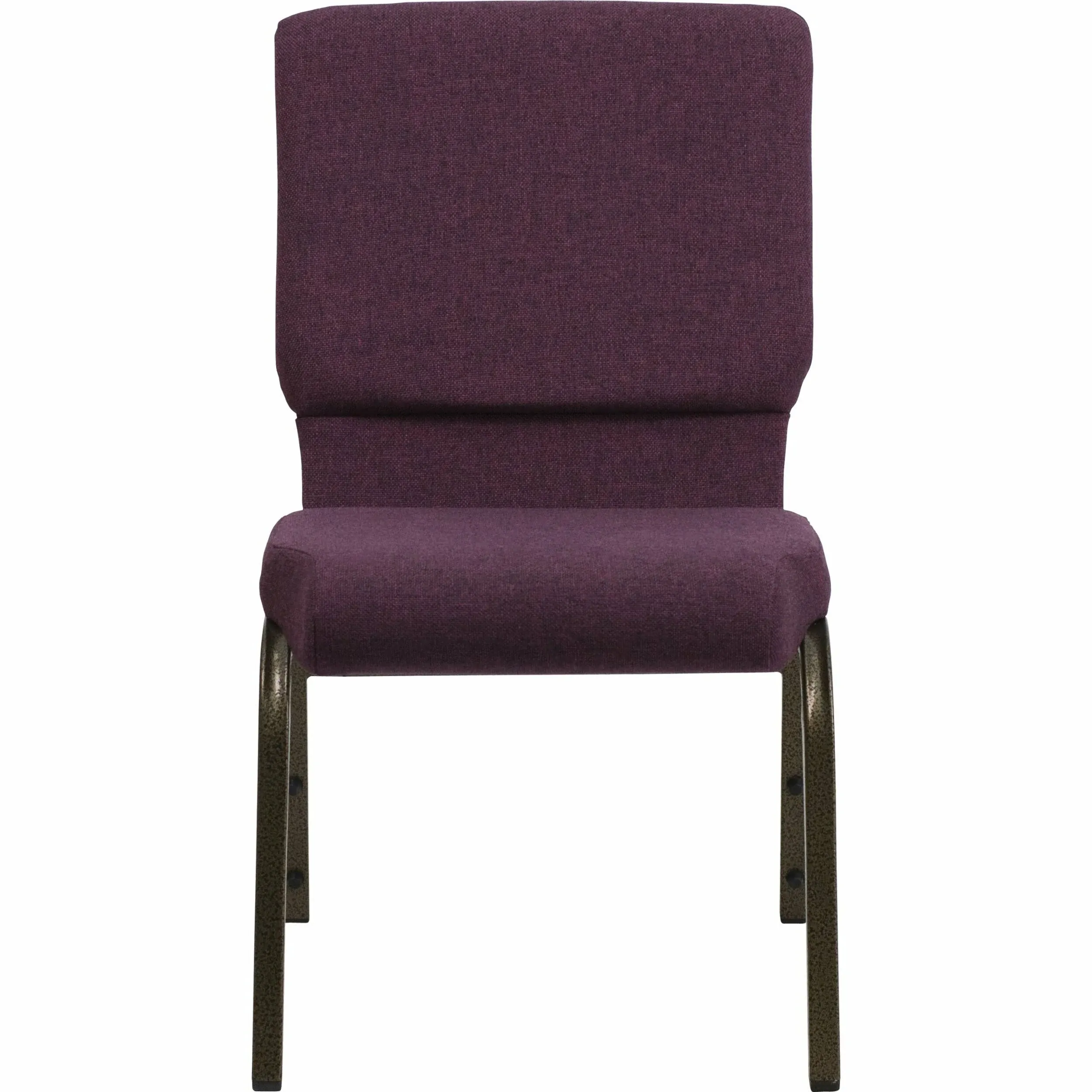 Flash Furniture Hercules Series 18.5''W Stacking Church Chair in Plum Fabric - Gold Vein Frame