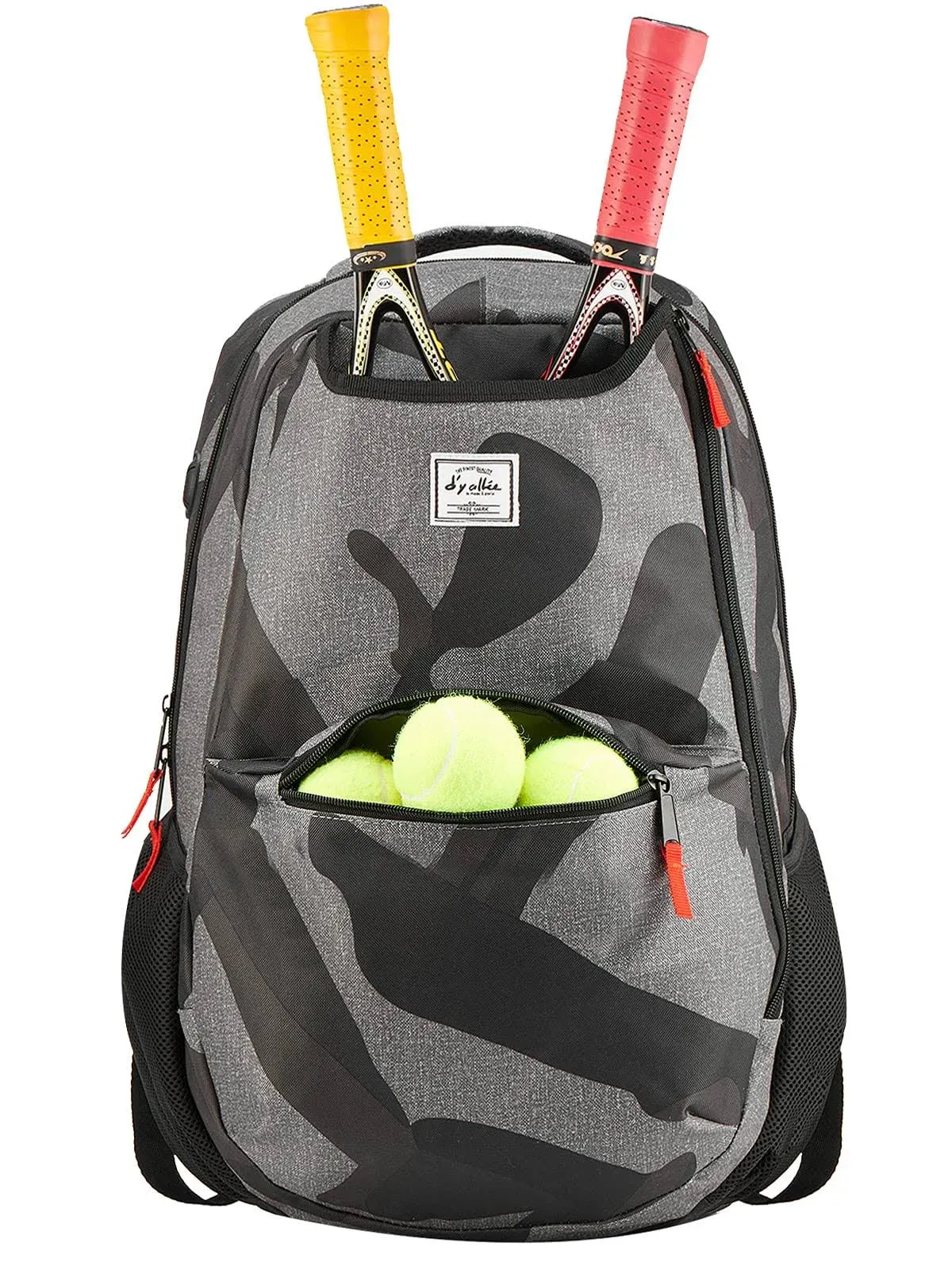 d'yallee Tennis Bags for Women, Tennis Backpack Men Large Racquetball Pickleball Paddle Squash Bags with USB Charge Port