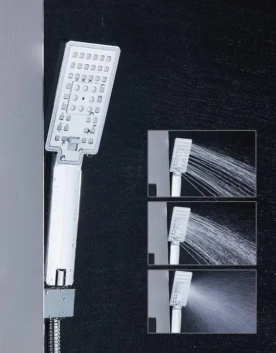 LED Shower Panel Tower, Rainfall Shower Head with Rain Massage Body Jets Shower System, Brushed Nickel