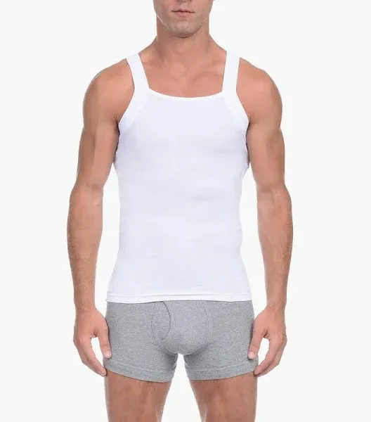 2(X)IST Men's Essential 2 Pack Square-Cut Tank - White