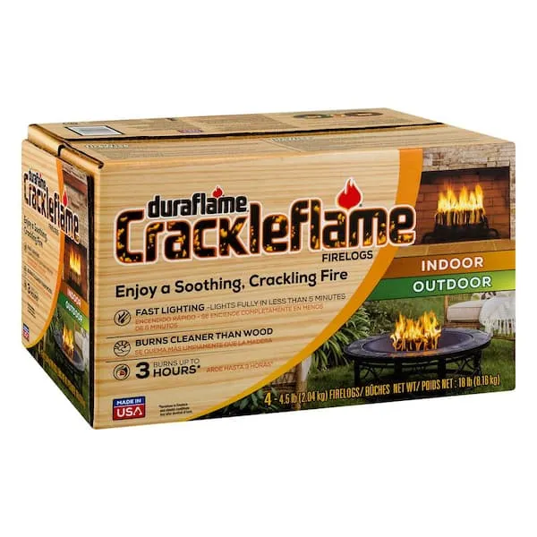 Duraflame Crackleflame 4.5lb Firelogs, 3 Hour Burn, 4-Pk Case