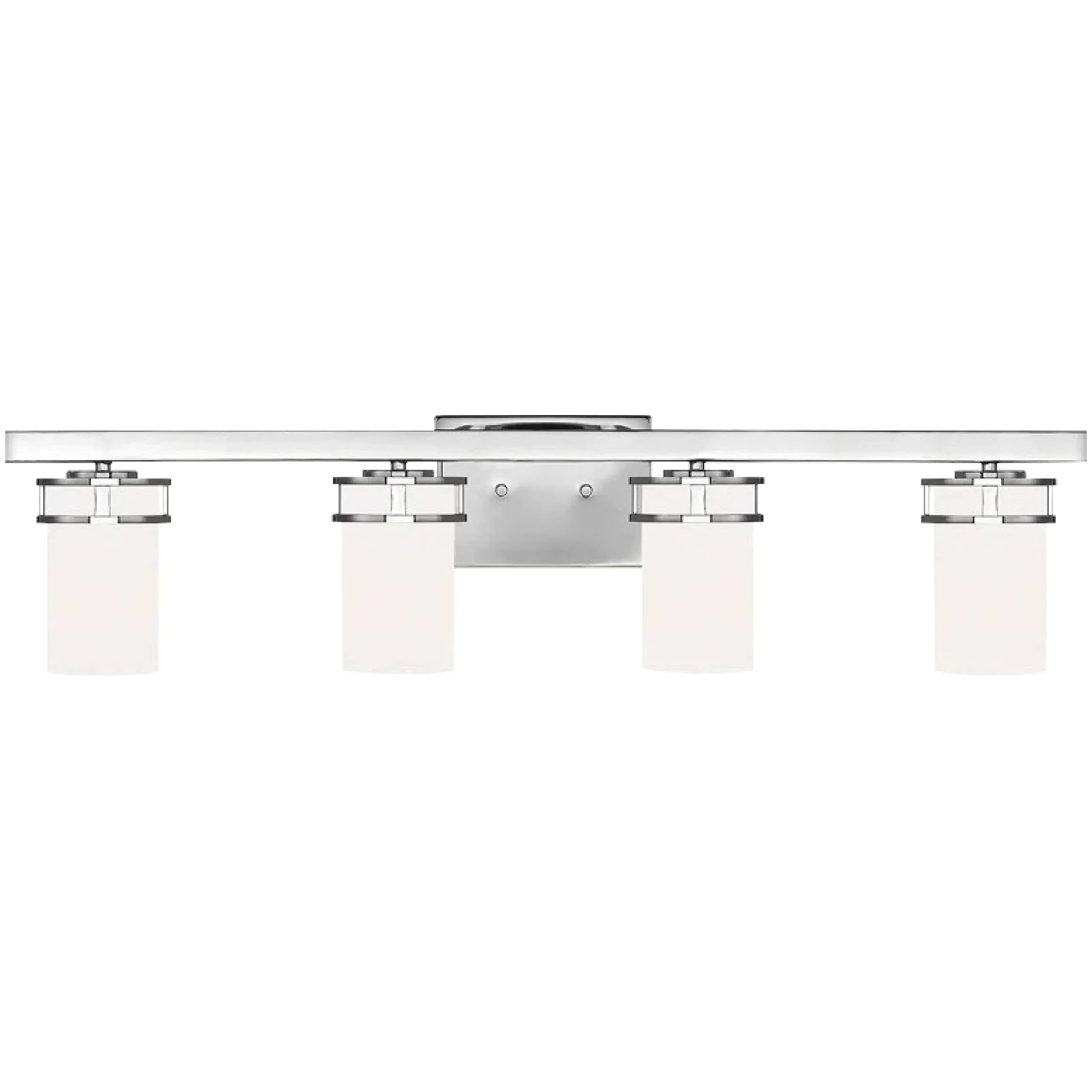 Generation Lighting Robie 4 Light 34 Inch Bath Light in Chrome with Etched-White Glass Shades 4421604-05