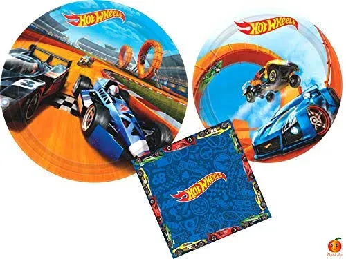 Hot Wheels Party Supplies Bundle with Luncheon Plates, Dessert Plates and Napkins ...