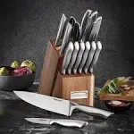 Cuisinart 15pc German Stainless Steel Hollow Handle Cutlery Block Set w/Acacia Block