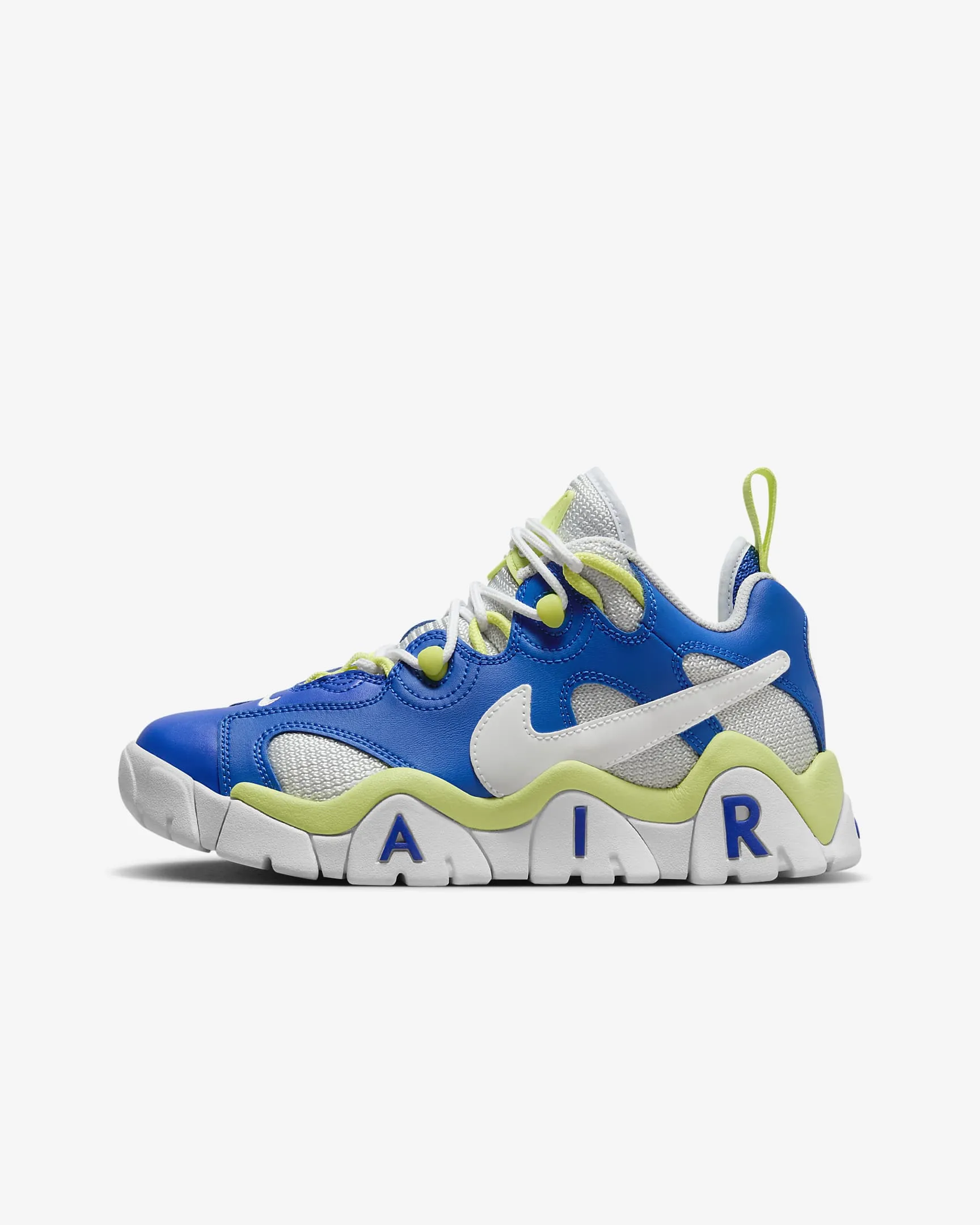 Nike Air Barrage Low Big Kids' Shoes (FN6972-480, Game Royal/Light Lemon Twist/Photon Dust/White)