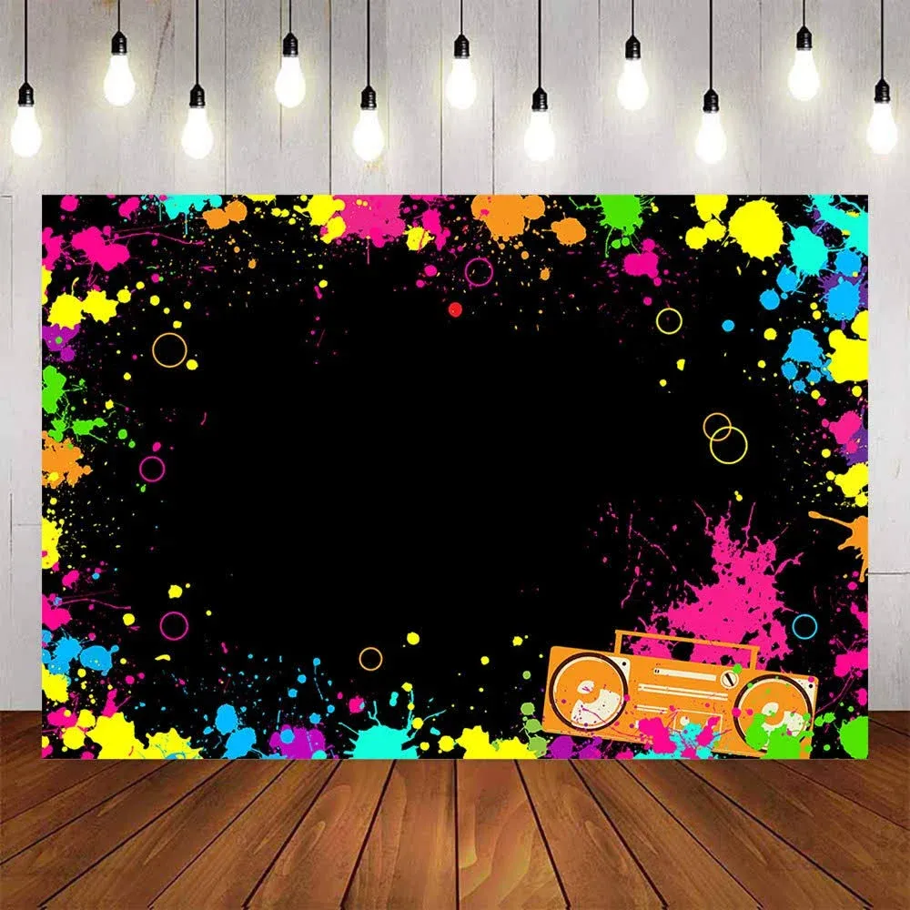 Avezano Lets Glow Splatter Photo Background Glow Neon Party Backdrop 7x5ft ...