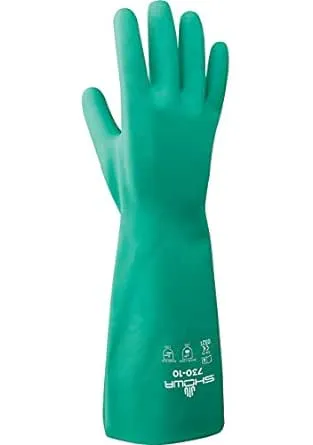 SHOWA 730 Nitrile Cotton Flock-lined Chemical Resistant Glove Large (Pack of 12 Pairs)