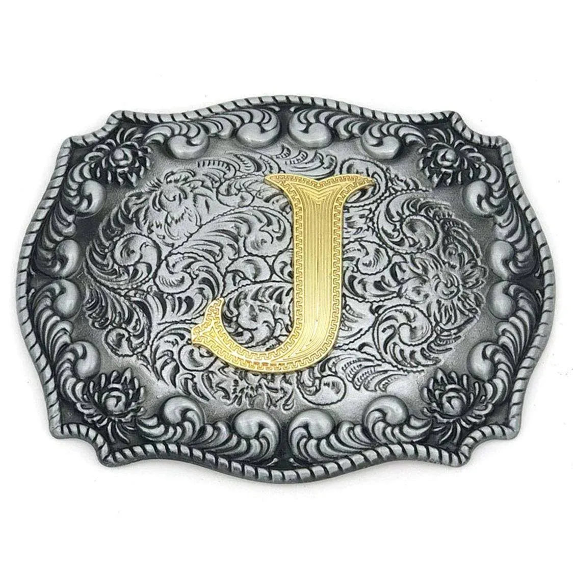 Faeovl Western Belt Buckle Initial Letter ABCDJMS to Z- Cowboy Rodeo Belt Buckles for Women Men