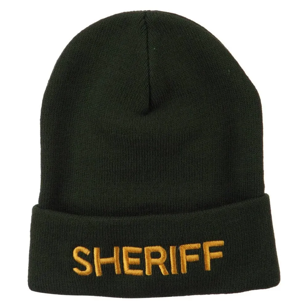 Sheriff Military Embroidered Long Cuff Beanie