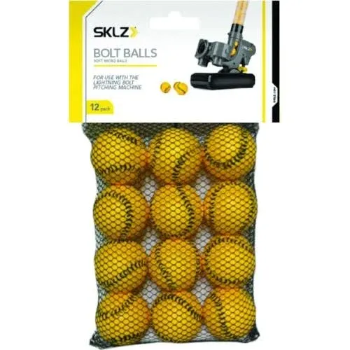 NEW! SKLZ Bolt Balls Soft Micro Balls 12 Pack Lightning Bolt Pitching Machine