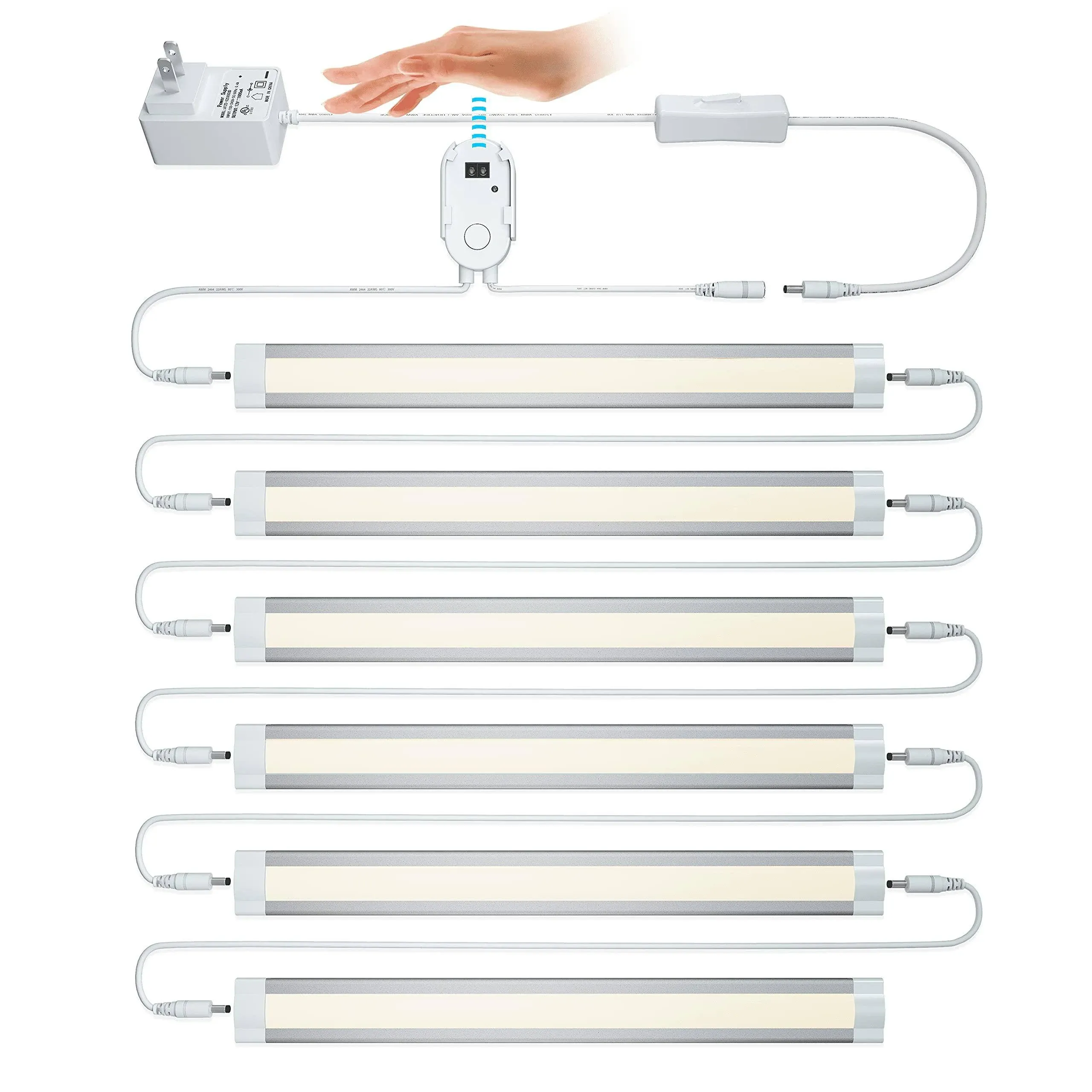 LAMPAOUS LED Dimmable Under Cabinet Lighting Kit, Hand Wave Activated - Touchless ...