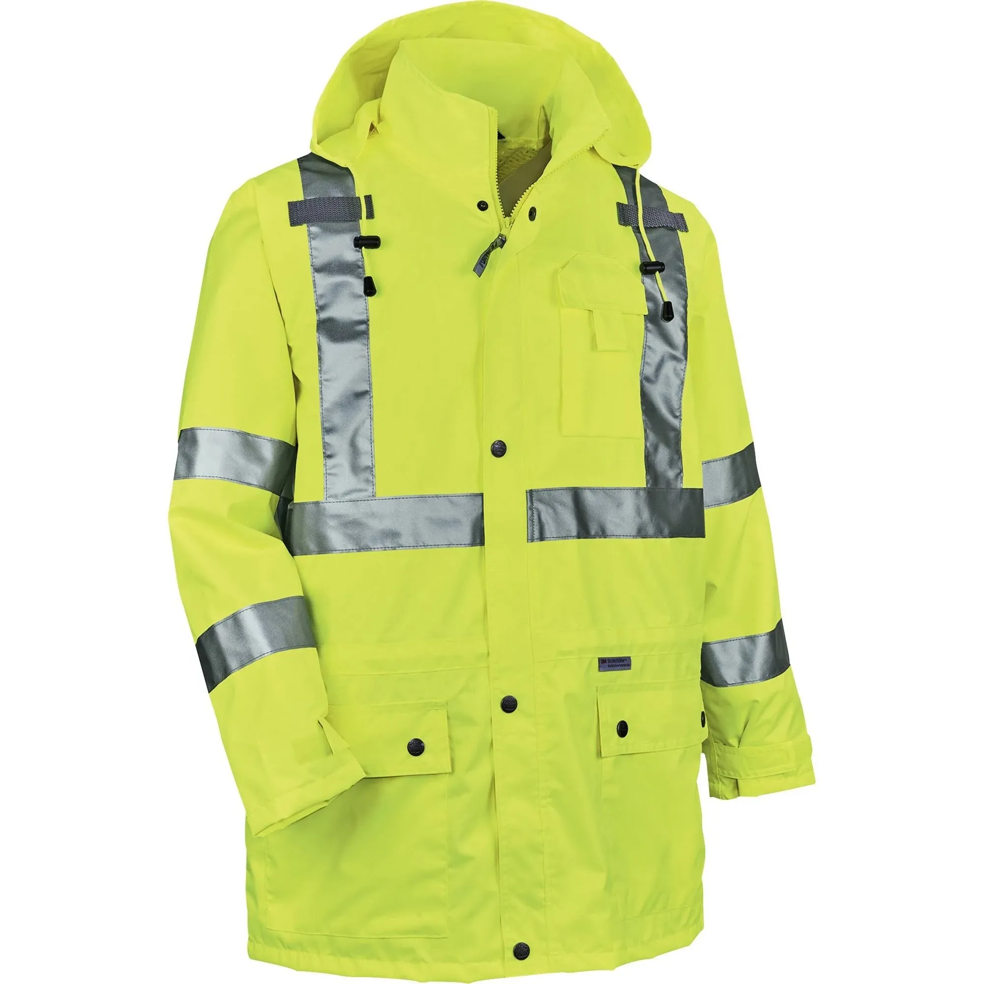 Ergodyne GloWear 8365 Rain Jacket, High Visibility, Reflective, ANSI Compliant outerwear Lime, X-Large