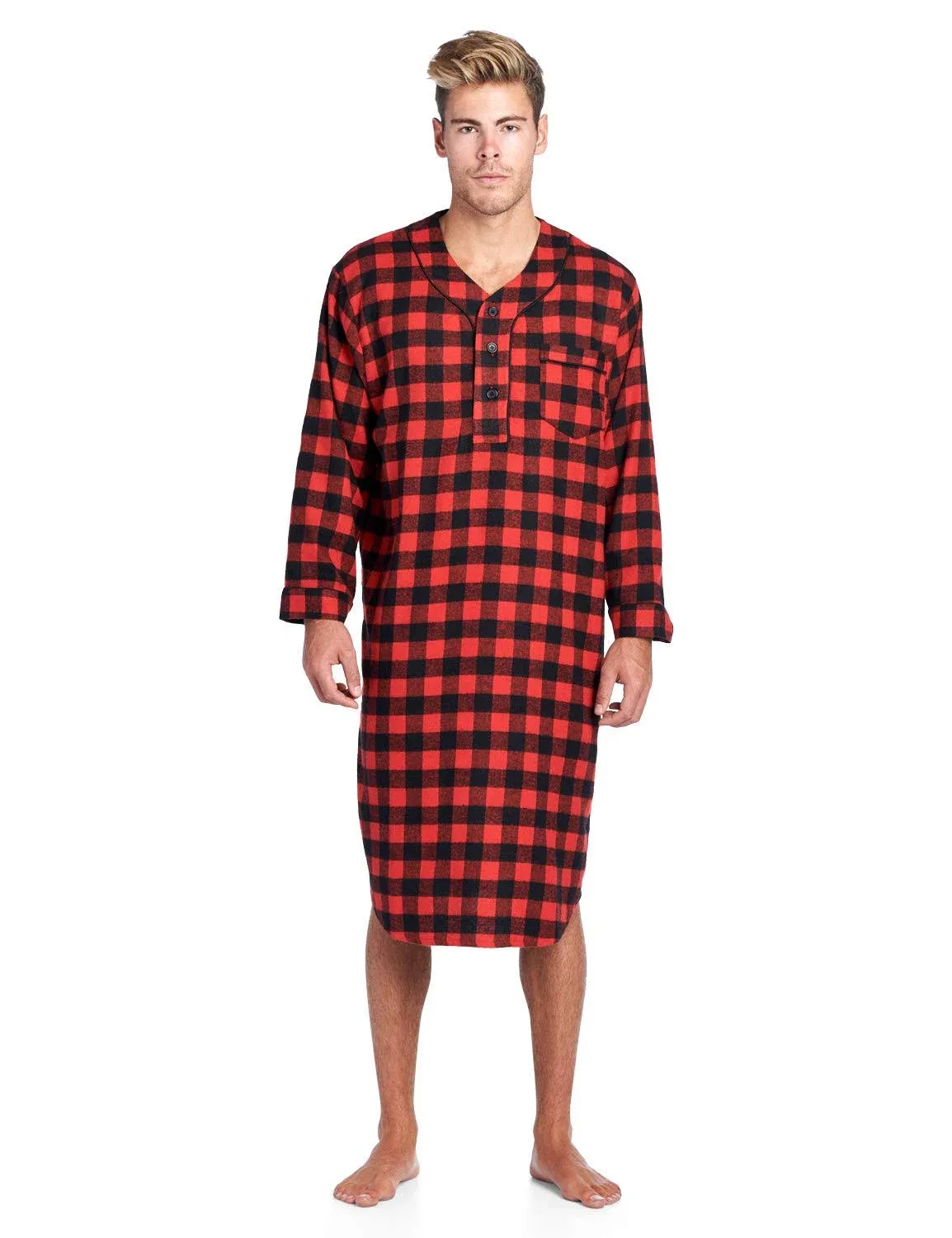 Ashford & Brooks Mens Flannel Long Sleeve Sleep Nightshirt