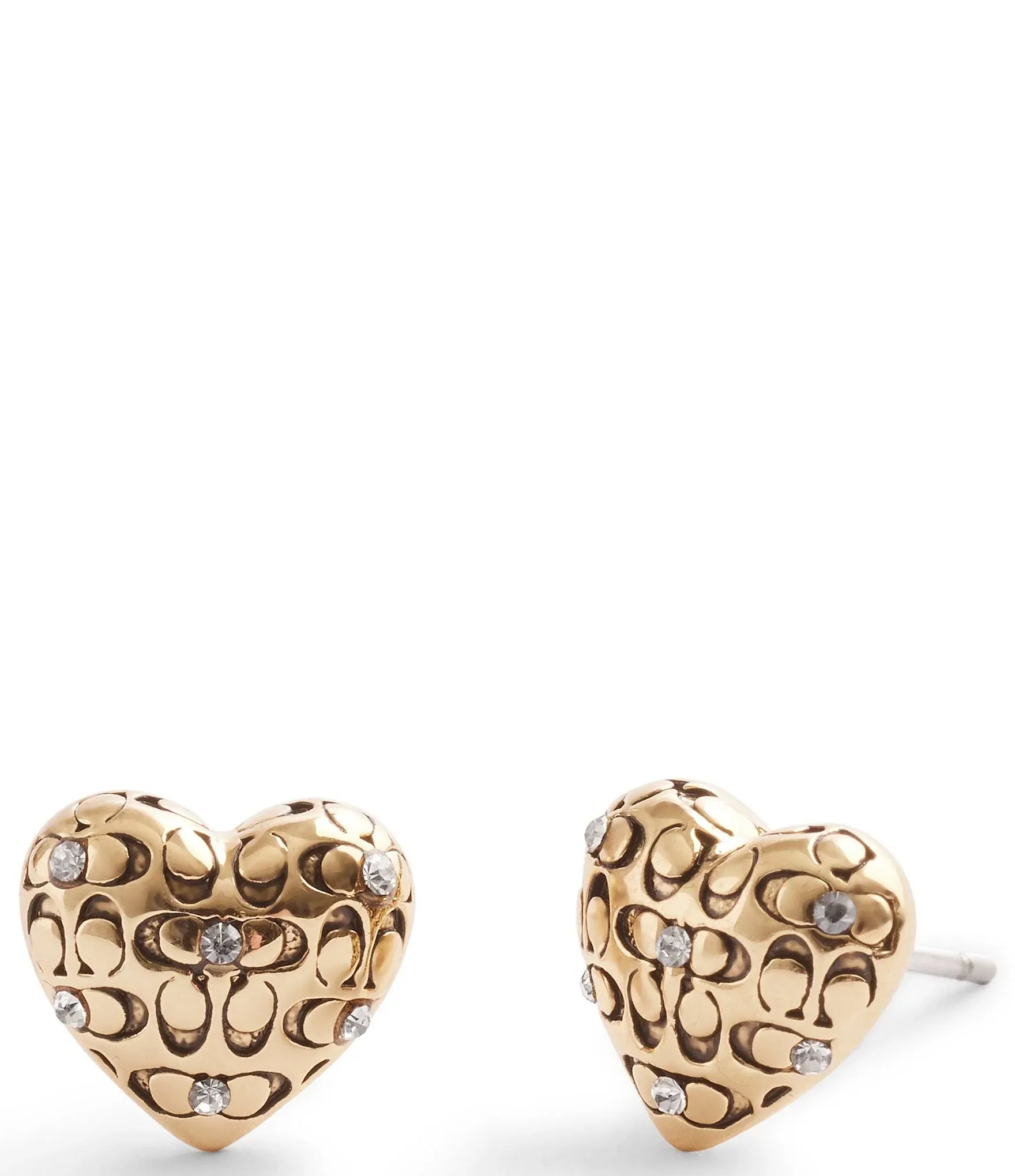 COACH Womens Signature Quilted Heart Stud Earrings