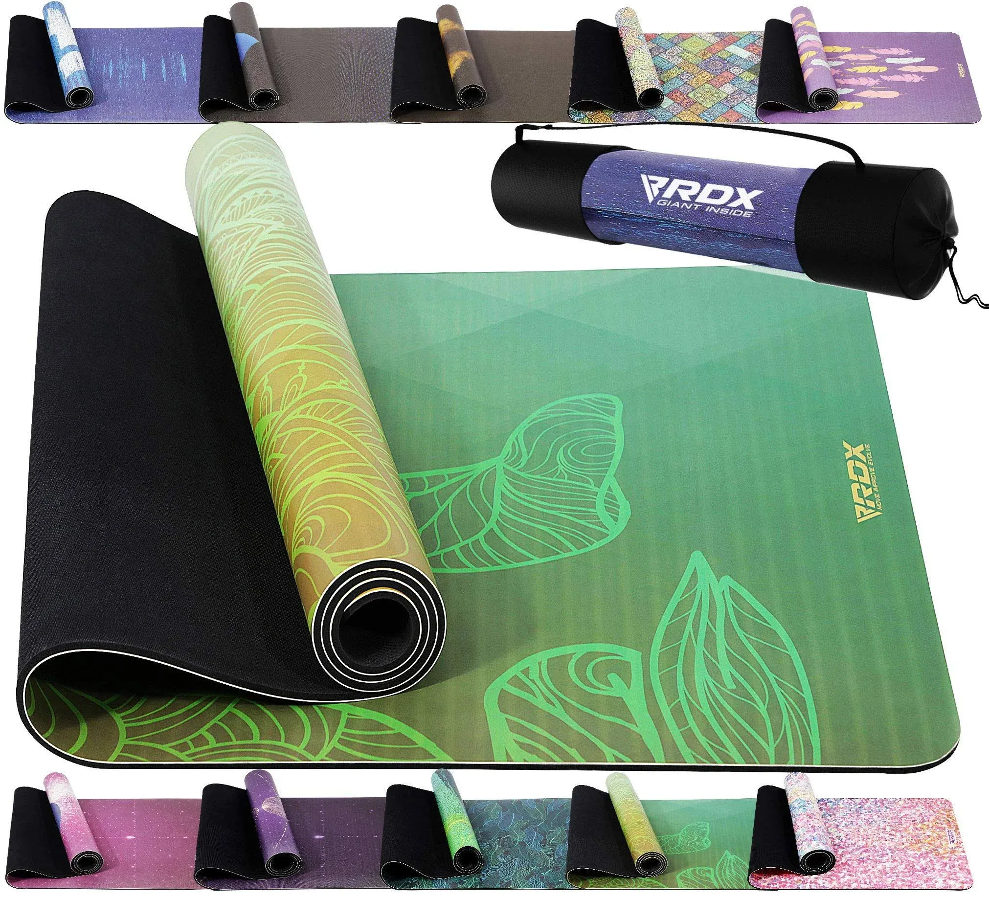 RDX Yoga Mat PU 100% Natural Rubber, REACH ROHS Compliant, 6mm Thick Design 7 