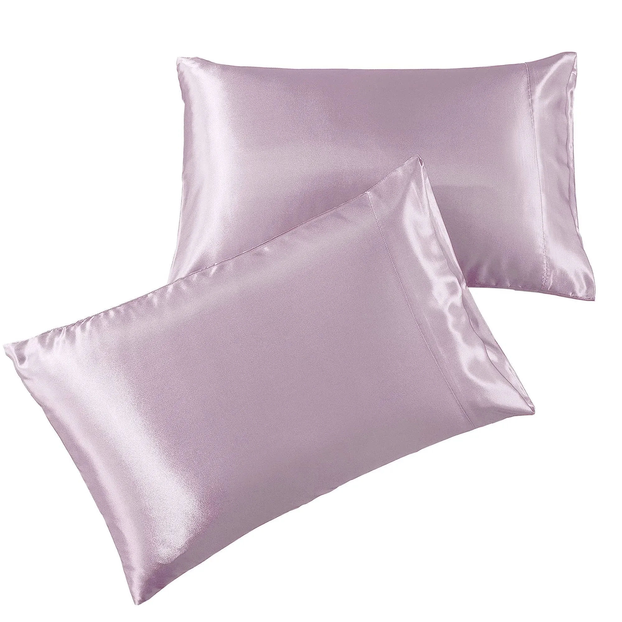 2 Pack Ultra Soft Silky Satin Pillowcase Set Pillow Covers Protector Queen ...