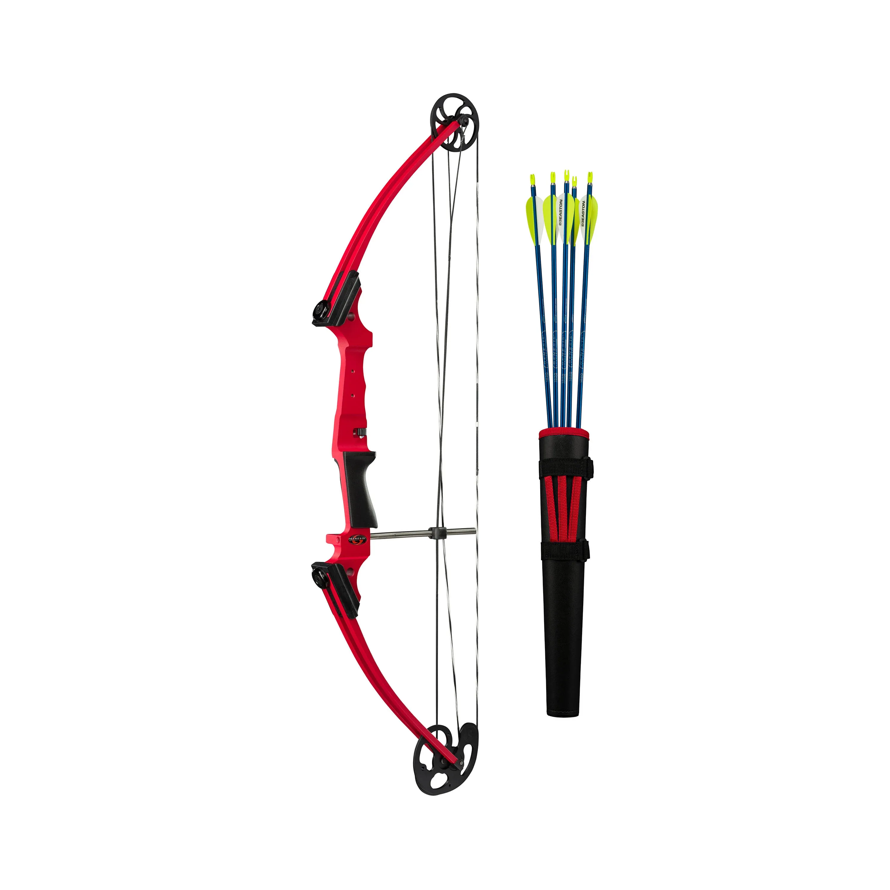 Genesis Original Archery Compound Bow and Arrow Set, Draw Hand-Right, Red