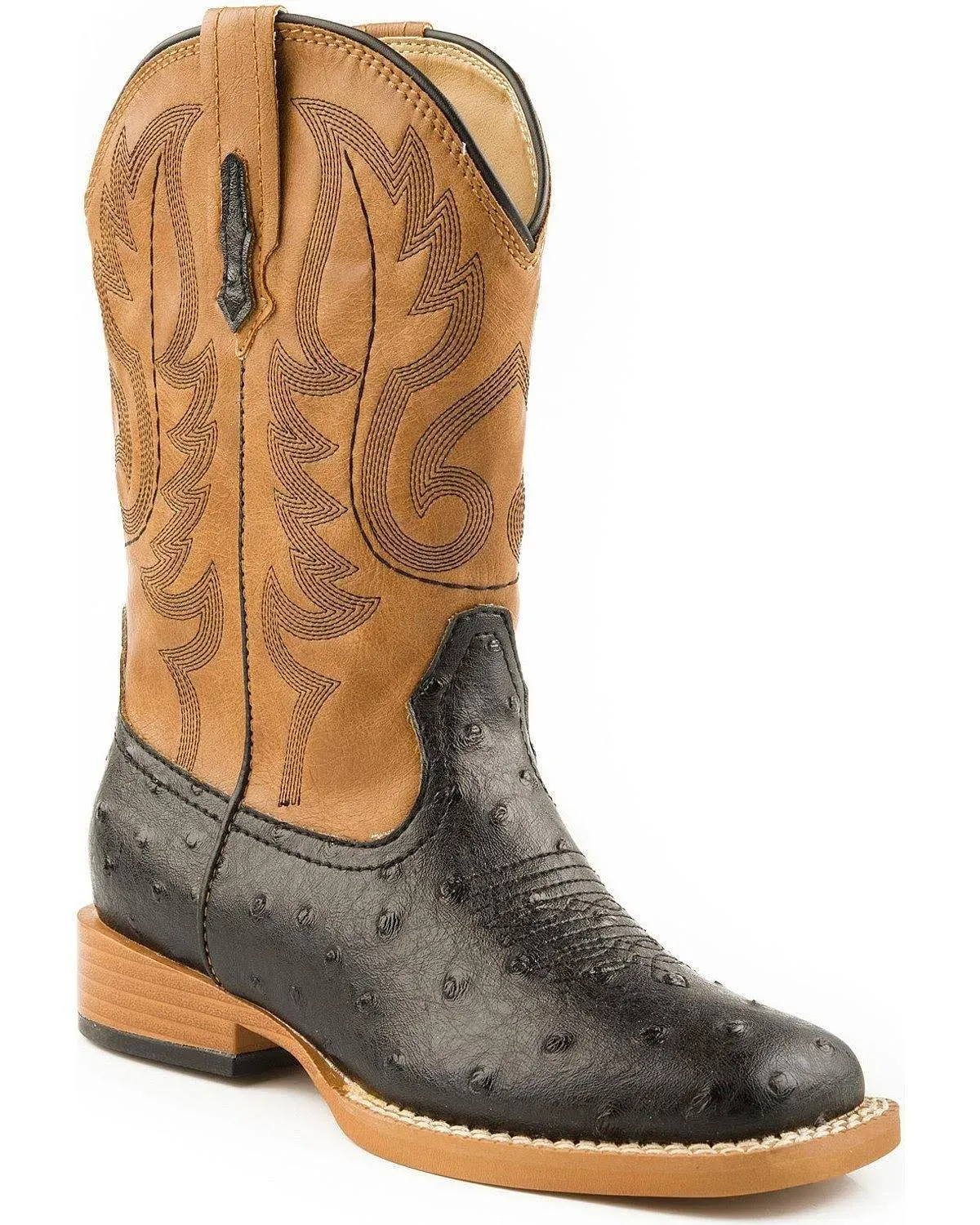 Roper Men's Black Faux Ostrich Western Boots