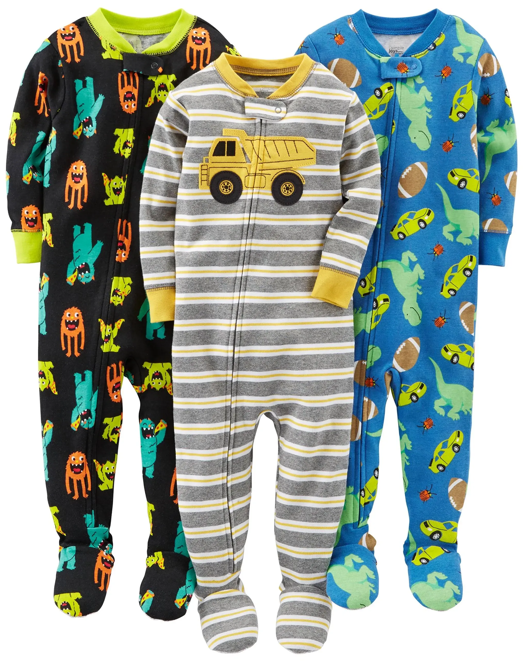 Simple Joys by Carters Baby Boys 3-Pack Snug Fit Footed Cotton Pajamas