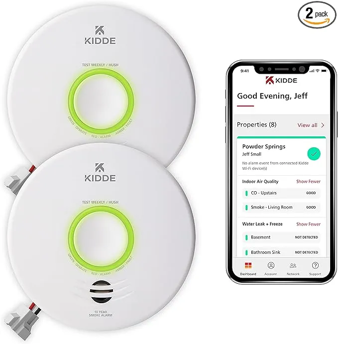 Kidde Detector de humo inteligente WiFi dispositivo compatible con Alexa