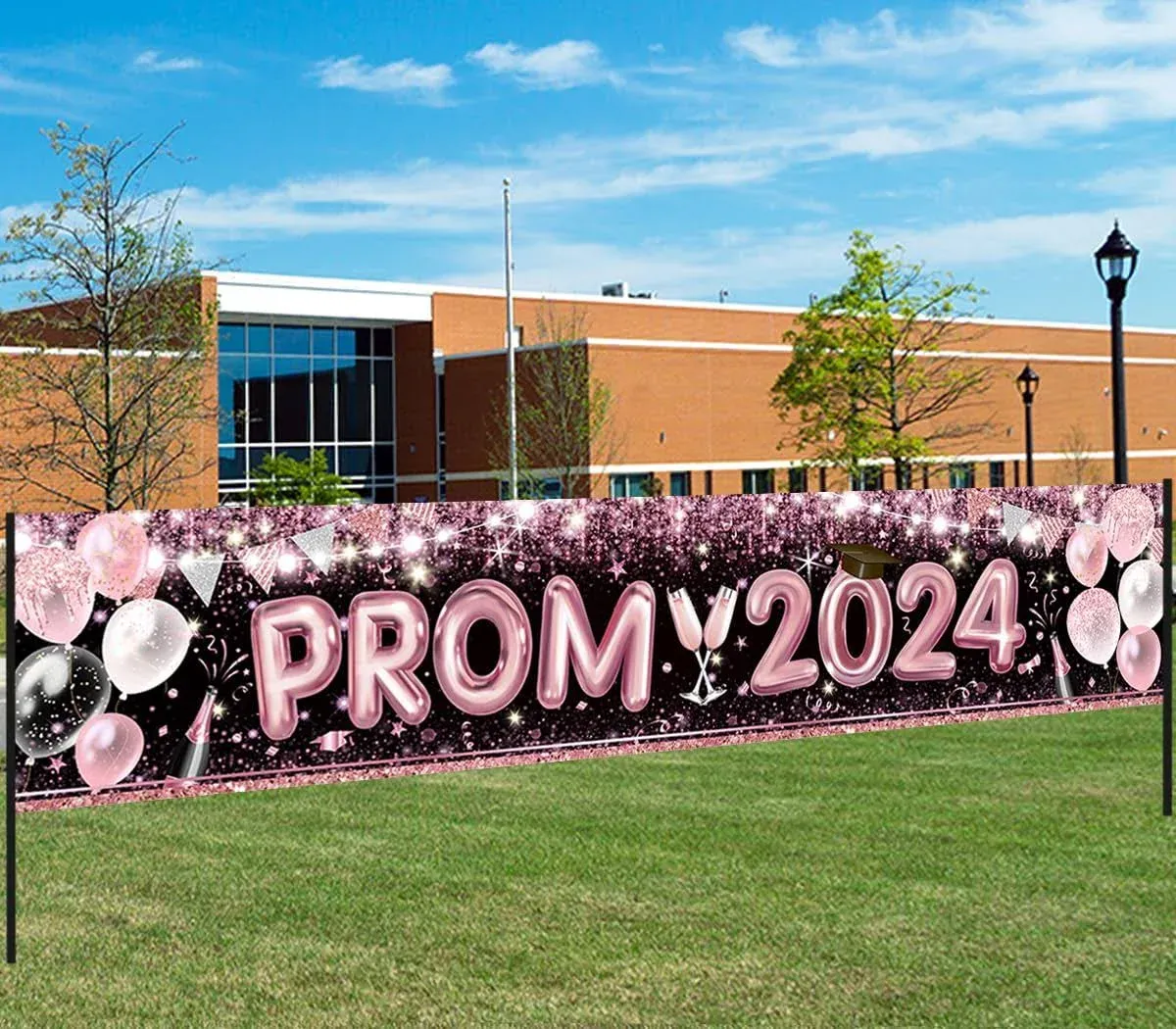 Prom 2024 Banner-Pink 2024 Graduation Decoration Congrats Grad Class of 2024 ...