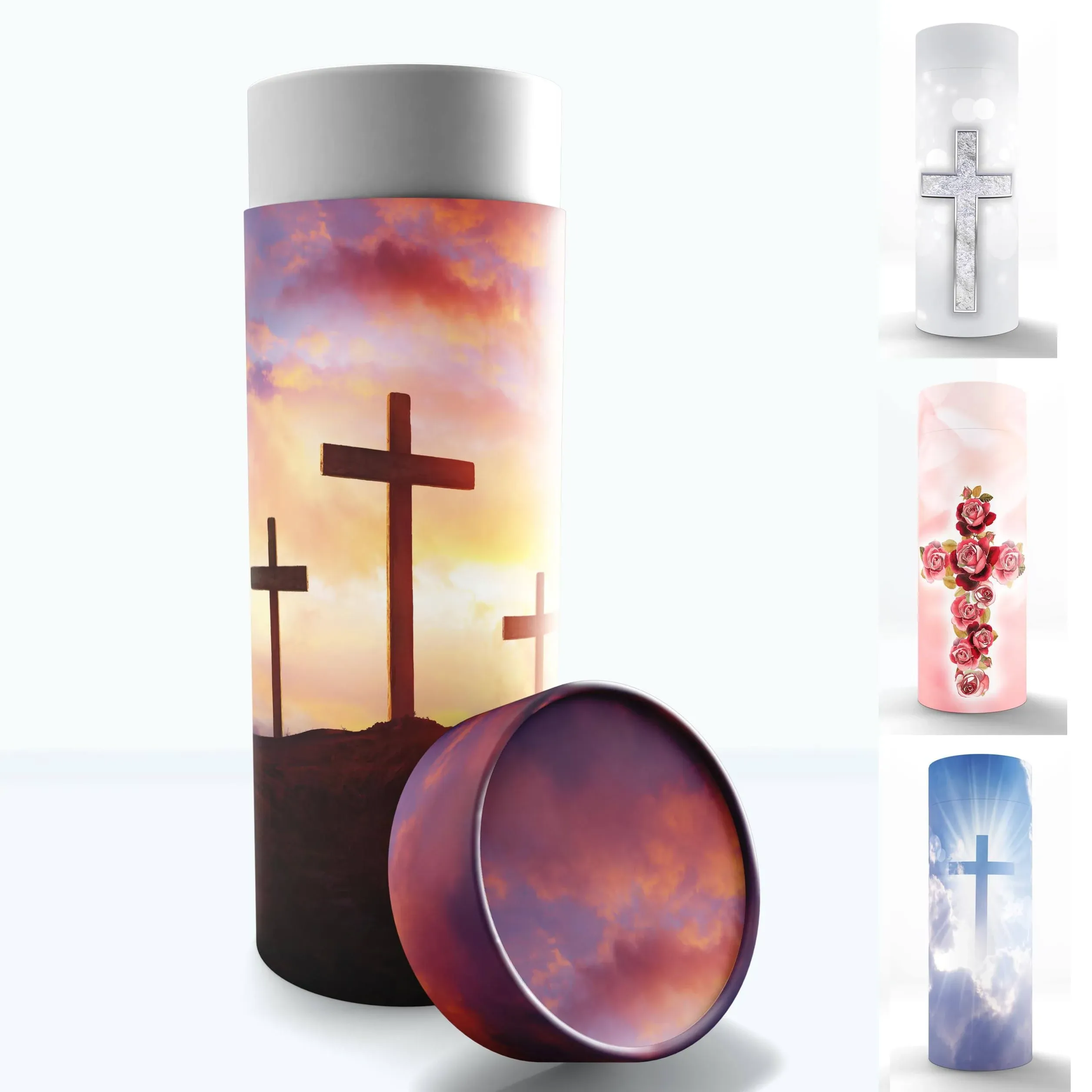 Three Crosses Cremation Urn, Biodegradable Urn, Scattering Tubes, Burial Urn