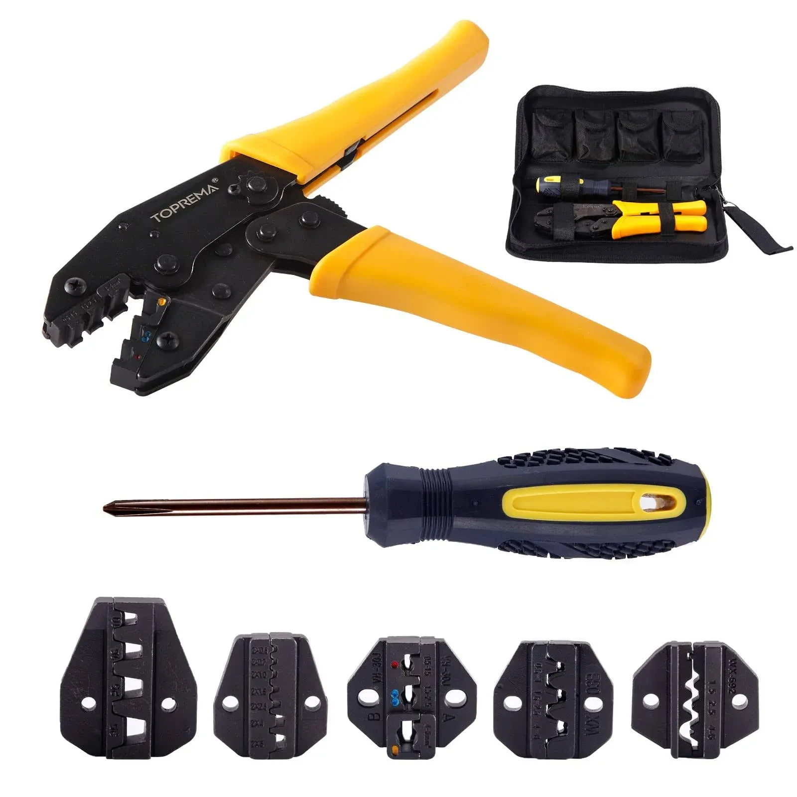  Ratchet Wire Crimping Tool Kit 5 Interchangeabl<wbr/>e Crimping Tool Set - 5 Dies