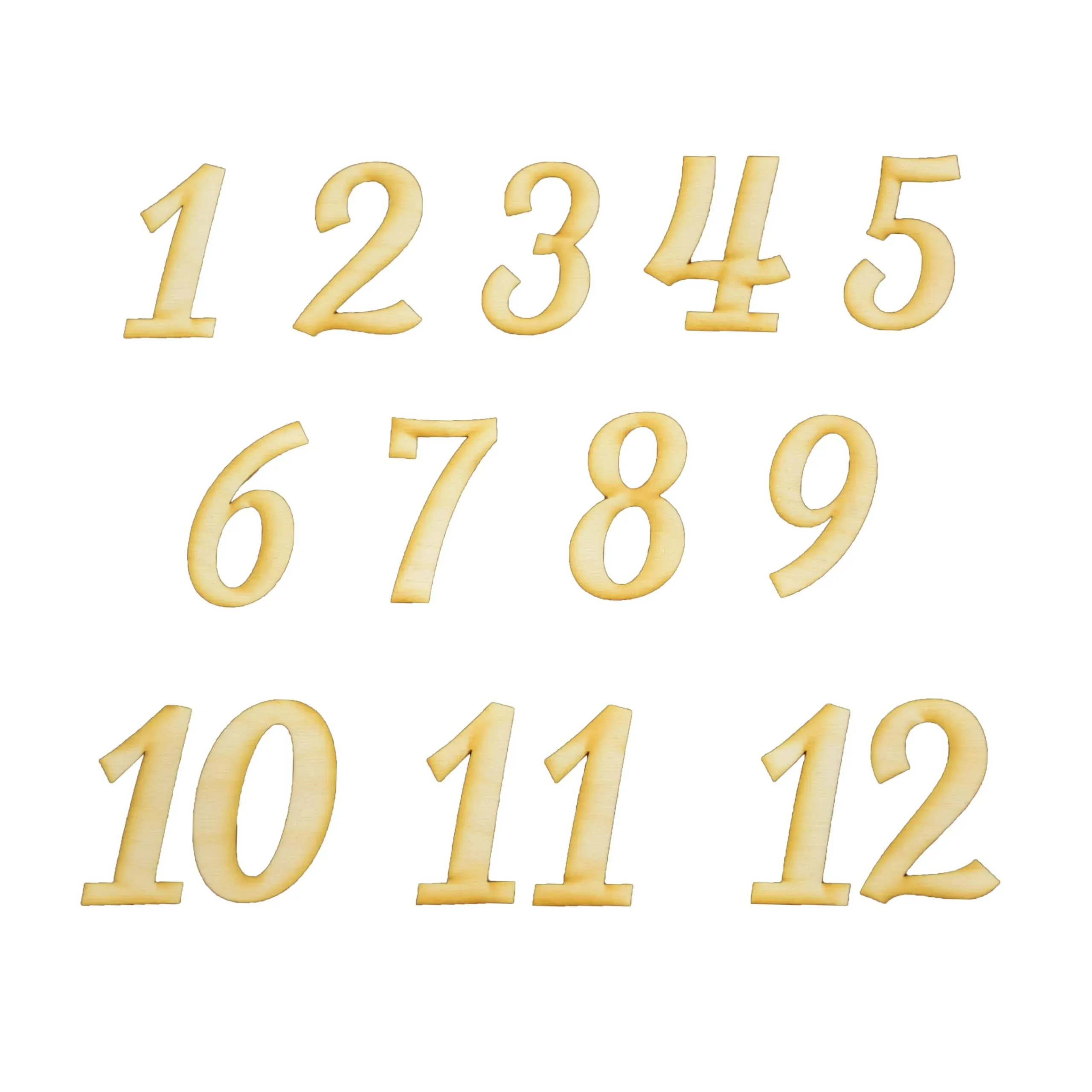 Unfinished Wood Clock Number Set in Lavanderia Font, Available in a Variety of Sizes and Thicknesses (1.5 Inch Tall, 1/8" Thickness)