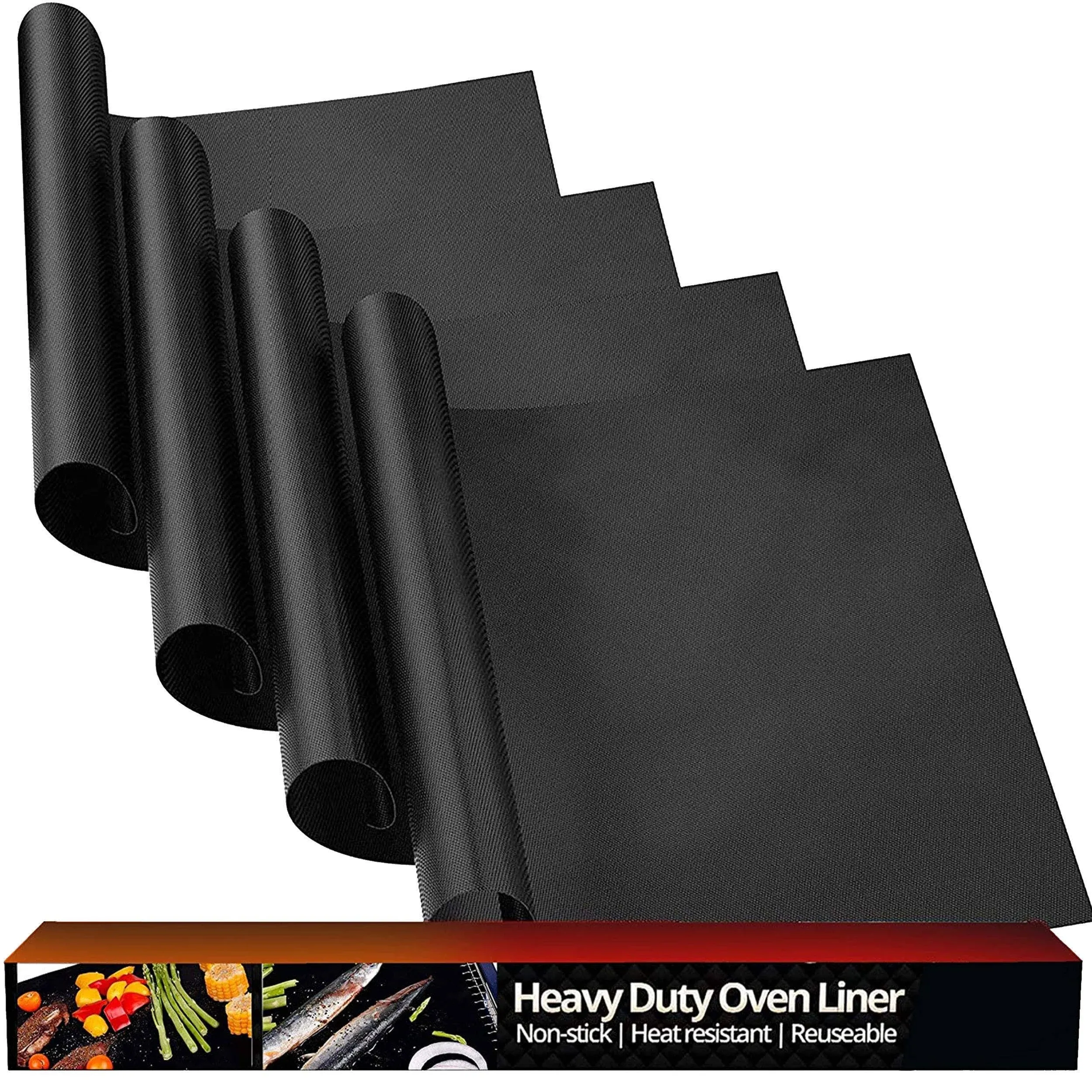 Oven Mat Set (4-Pack) NonStick Oven Mats, Heavy Duty Oven Liners, Easy to Clean