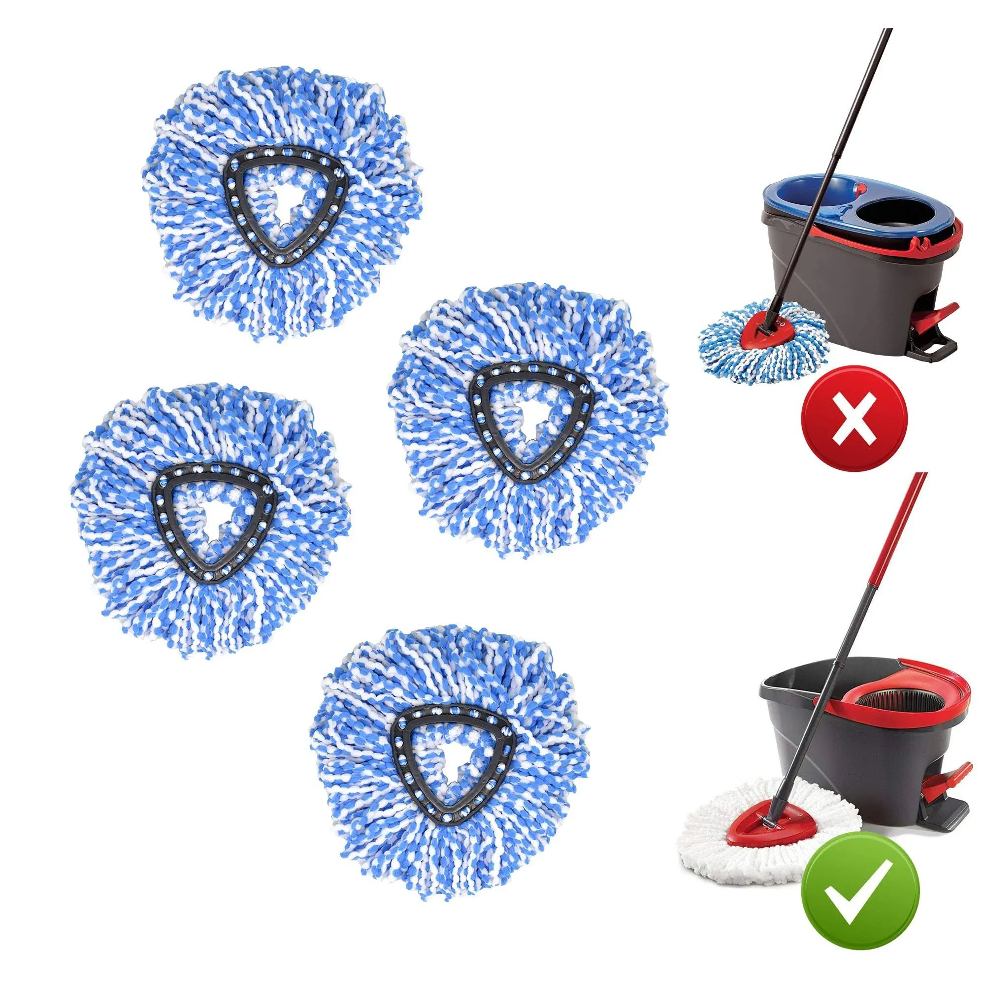 4 Pack Spin Mop Replacement Head Compatible with O Cedar Easywring 1 TankMach...