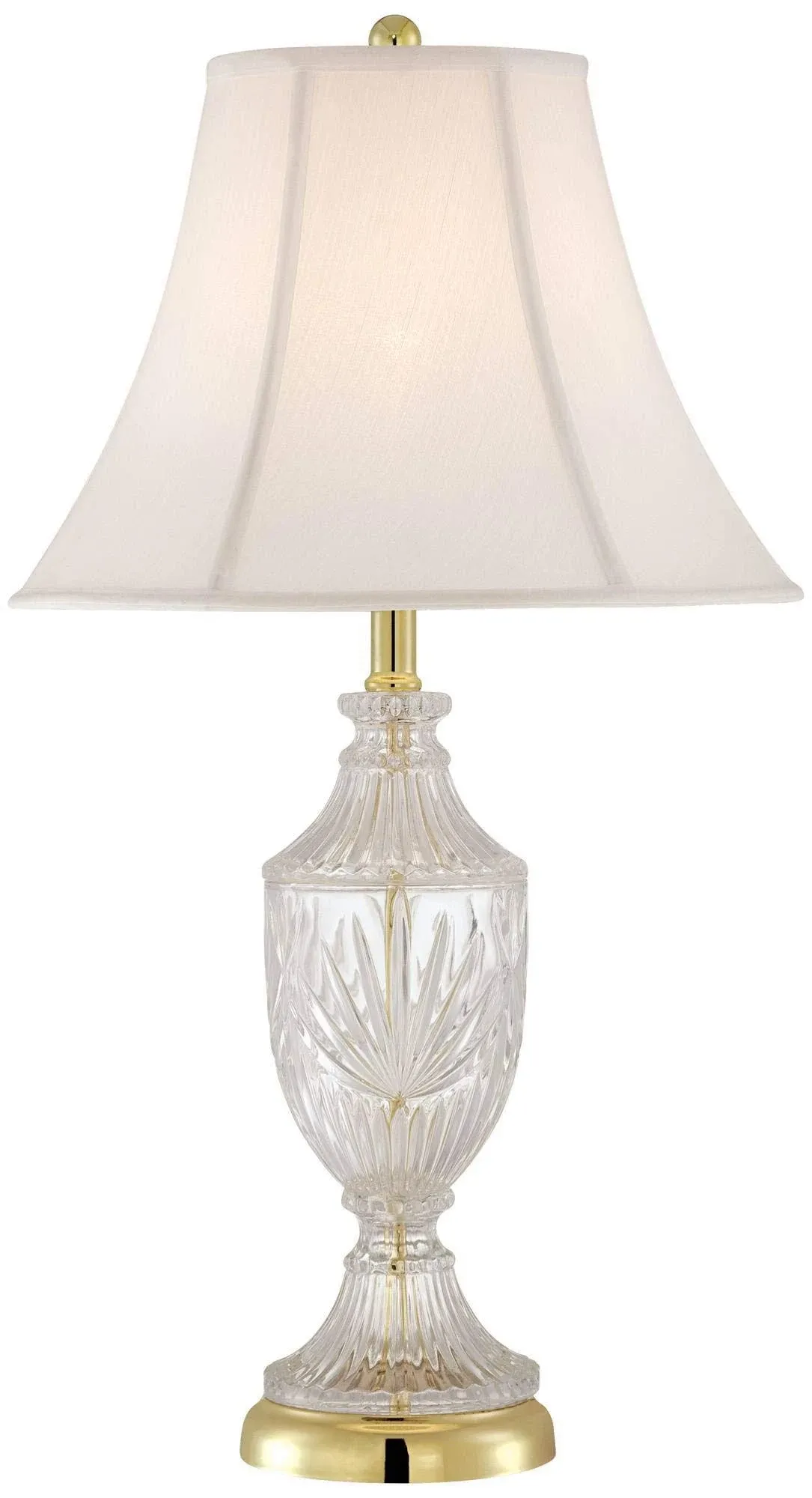 Regency Hill Traditional Glam Style Table Lamp 26.5" High Cut Glass Urn Brass Gold Metal Clear White Cream Bell Glass Shade Decor for Living Room Bedroom House Bedside Nightstand Home