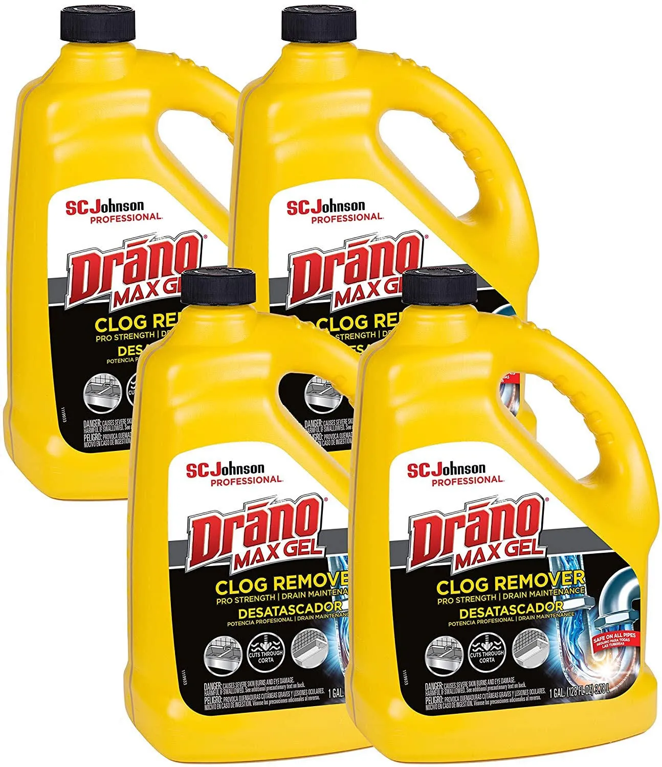 Drano Max Gel Clog Remover, 1 Gallon, 4 Bottles