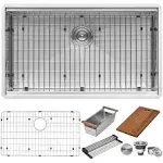 Ruvati Roma Undermount 32-in x 19-in Brushed Stainless Steel Single Bowl Workstation Kitchen Sink