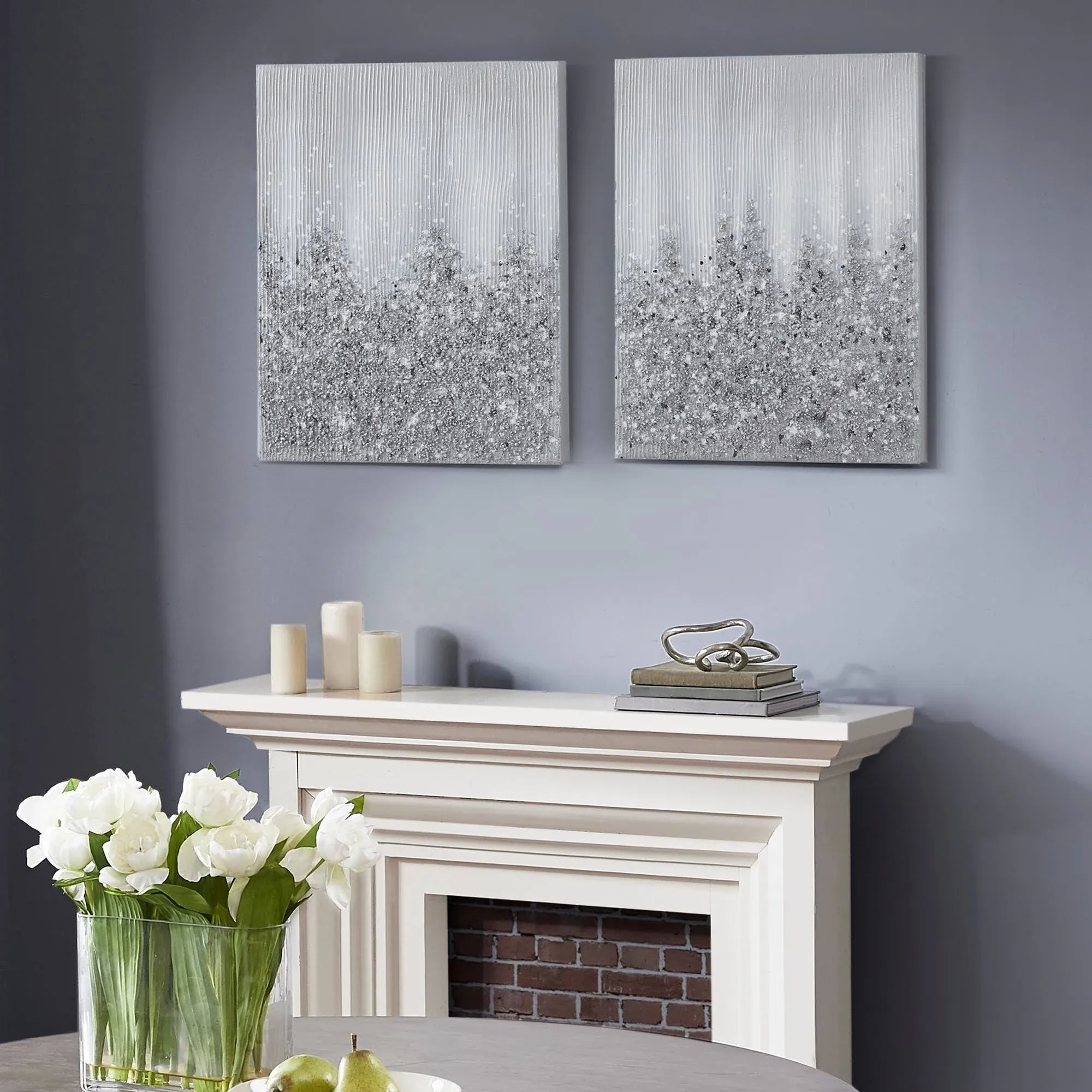 Madison Park Glimmer Heavily Embellished 2-Piece Canvas Wall Art Set