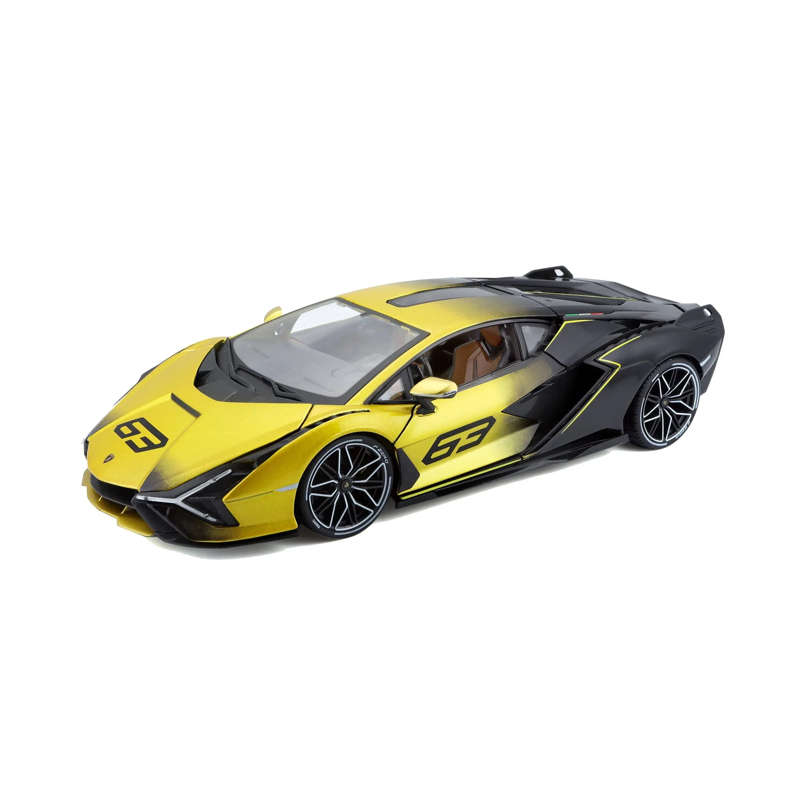 LAMBORGHINI SIAN FKP 37 #63 YELLOW &amp; BLACK 1/18 DIECAST MODEL CAR BBURAGO 11100