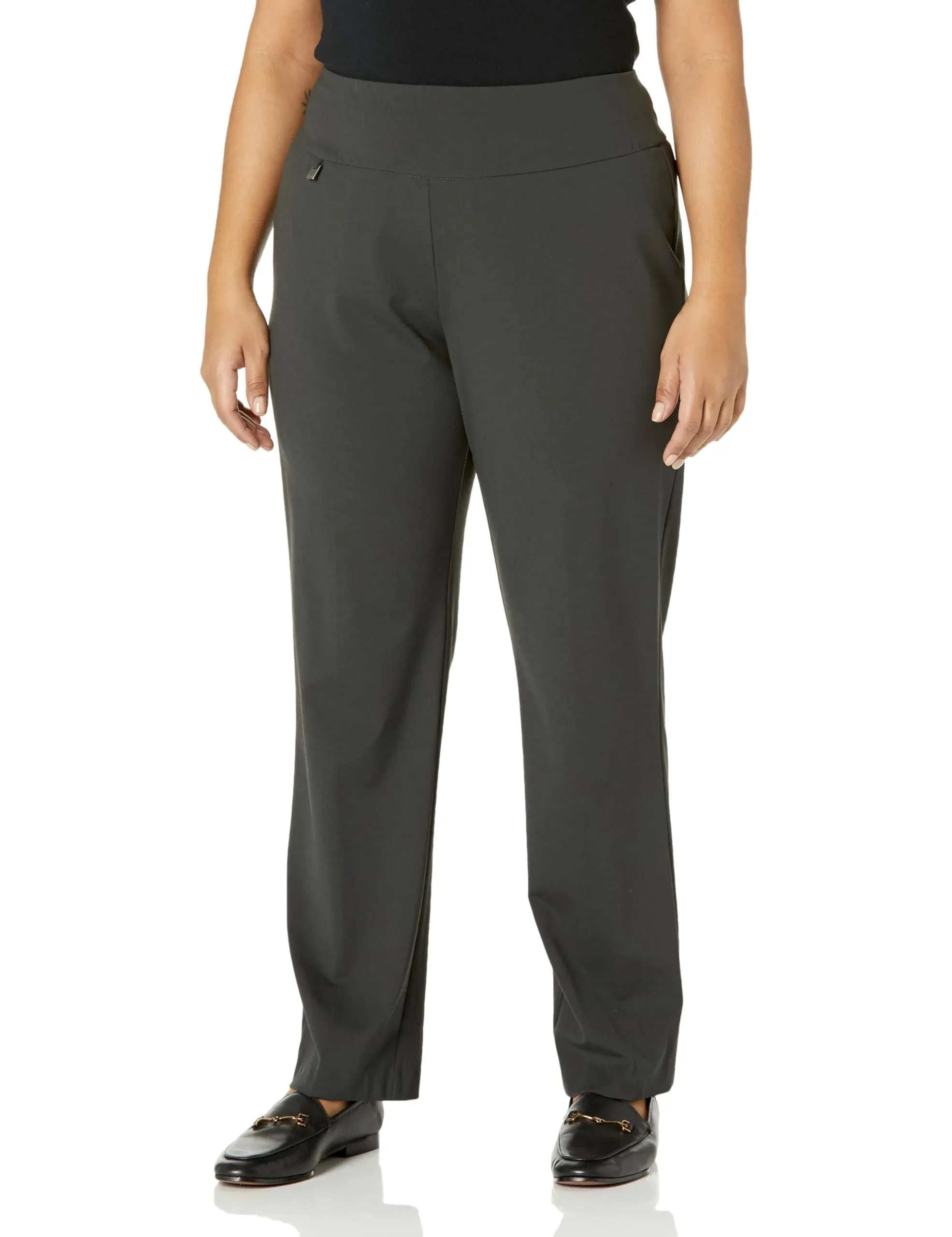 multiples Wide Band Pull on Relaxed Leg Pant - Intense Grey 14